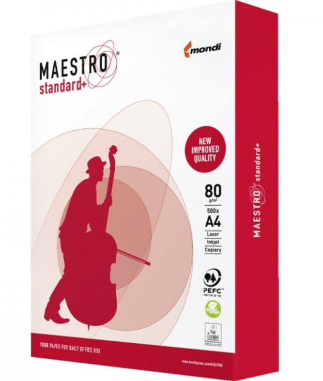 Paper copier office Maestro Standard Plus class B 94918A80 (A4; 80g/m2; 500 sheets; paper white, matte)